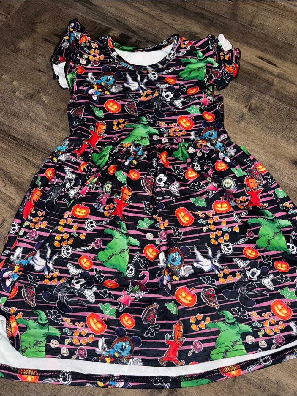 Nightmare Before Christmas Mickey Minnie Crossover Halloween Twirl Dress 3T NBC